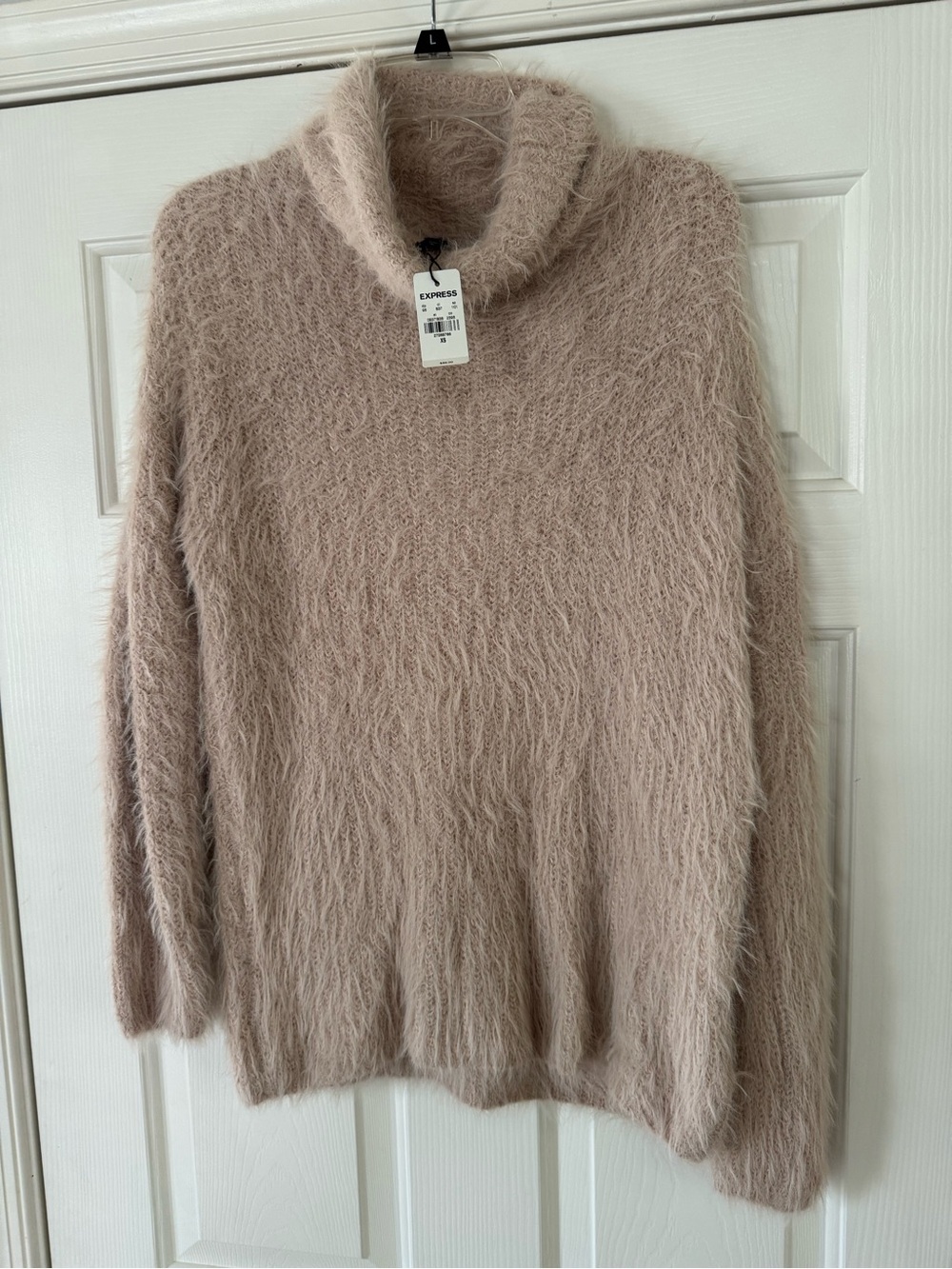 Express Women's Fuzzy Turtleneck Sweater Blush NEW (oversized fit will size up)